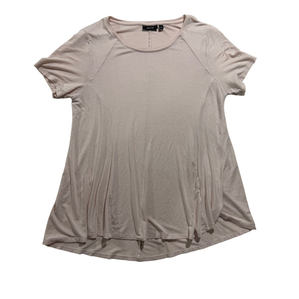 Apt 9 Womens Light Pink Flowy Tunic Top Large Short Sleeve Stretch Blouse